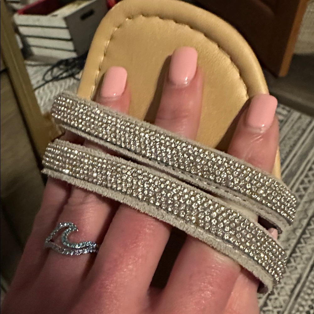 Clear Crystal Tiny Rhinestone Sandals - image 5